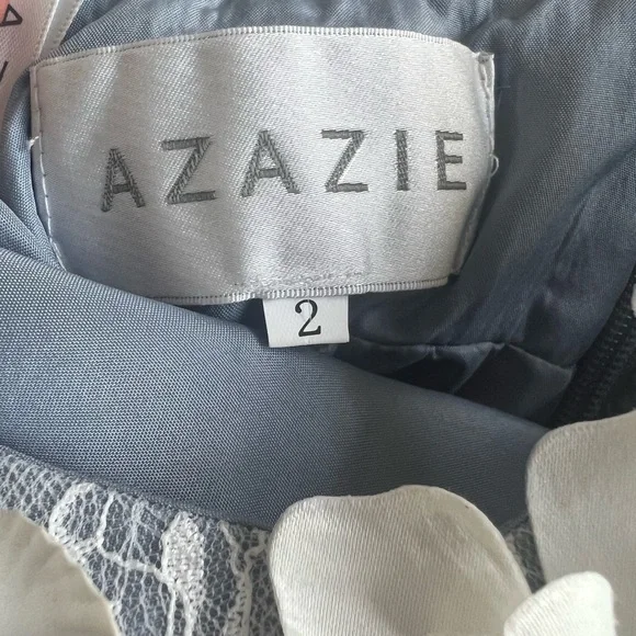 Azazie Kids Floral Dress in dusty blue and White